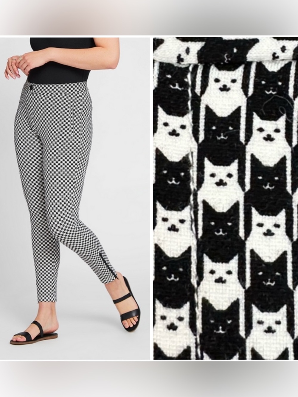 Betabrand Pencil Dress Pant Yoga Pants Skinny Leg Catstooth Size M Long Cat
